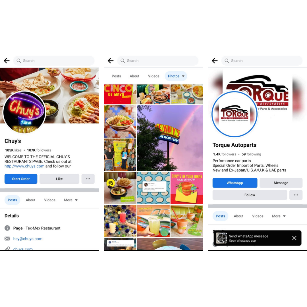 Facebook interface example